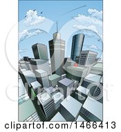 Clipart Of A Pop Art Comic Book Styled Scene Of City Skyscrapers Royalty Free Vector Illustration