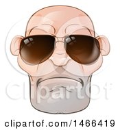 Clipart Of A Mad And Mean Bald Caucasian Mans Face With Sunglasses Royalty Free Vector Illustration