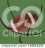Clipart Of An American Football Over An Abstract Goal Royalty Free Vector Illustration