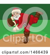 Poster, Art Print Of Christmas Santa Pitching A Baseball