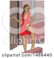 Clipart Of A Sexy Woman With One Leg On A Block Royalty Free Vector Illustration