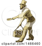 Clipart Of A Vintage Styled Male Shoeshiner With A Black Outline Royalty Free Vector Illustration