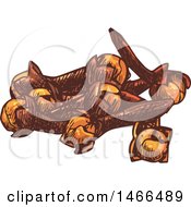 Clipart Of A Sketched Spice Cloves Royalty Free Vector Illustration