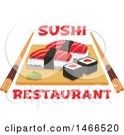 Clipart Of A Sushi And Text Design Royalty Free Vector Illustration