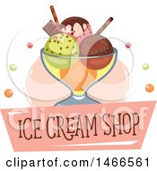 Clipart Of An Ice Cream Sundae Design With Text Royalty Free Vector Illustration