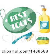 Clipart Of A Best Tools Tag With Cleaning Items Royalty Free Vector Illustration by Vector Tradition SM