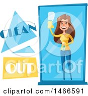 Clipart Of A Woman Cleaning A Window Royalty Free Vector Illustration