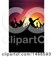 Poster, Art Print Of Group Of Silhouetted Dancers Over Halftone Lights