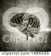 Poster, Art Print Of 3d Human Brain Over Dna Strands