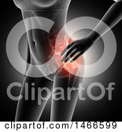 Clipart Of A 3d Anatomical Woman With Red Highlighted Hip On A Dark Background Royalty Free Illustration