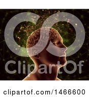 Clipart Of A 3d Brain With Pixels Over Connections Royalty Free Illustration