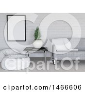 Poster, Art Print Of 3d White And Gray Room Interior