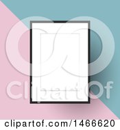 Poster, Art Print Of Blank Picture Frame On A Diagonal Blue And Pink Background