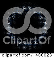 Clipart Of A Circle Of Blue Halftone Or Pixels On Black Royalty Free Vector Illustration