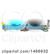 Clipart Of A Daylight Savings Time Text Design With People And Clocks Royalty Free Illustration