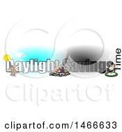 Clipart Of A Daylight Savings Time Text Design With People And Clocks Royalty Free Illustration