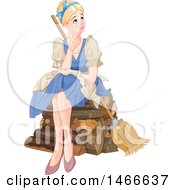Clipart Of A Woman Cinderella Sitting And Daydreaming Royalty Free Vector Illustration