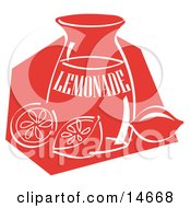 Jar Of Lemonade And A Sliced And Whole Lemon Resting On The Counter Clipart Illustration