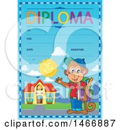 Clipart Of A Monkey Student Diploma Design Royalty Free Vector Illustration