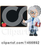Poster, Art Print Of Male Scientist Or Professor Holding A Pointer Stick By A Blackboard