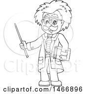 Poster, Art Print Of Black And White Male Scientist Or Professor Holding A Pointer Stick