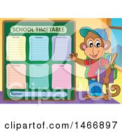 Poster, Art Print Of Monkey Student By A School Time Table