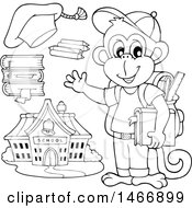 Poster, Art Print Of Black And White Monkey Student And Icons