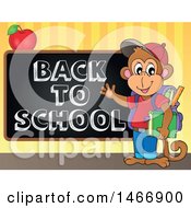 Poster, Art Print Of Monkey Student By A Back To School Blackboard