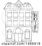 Poster, Art Print Of Black And White Hotel Building