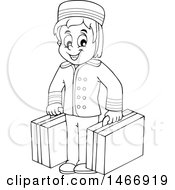 Poster, Art Print Of Black And White Hotel Porter Carrying Luggage