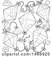 Clipart Of Black And White Kites Royalty Free Vector Illustration