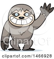 Clipart Of A Friendly Sloth Waving Royalty Free Vector Illustration by Cory Thoman