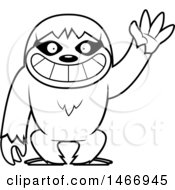 Poster, Art Print Of Outline Friendly Sloth Waving