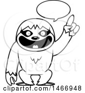 Clipart Of A Lineart Happy Talking Sloth Royalty Free Vector Illustration