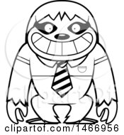 Clipart Of A Lineart Business Sloth Wearing A Tie Royalty Free Vector Illustration