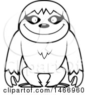 Clipart Of A Lineart Happy Sloth Royalty Free Vector Illustration