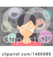 Poster, Art Print Of Teenage Girl Crying With Laughing Faces Taunting Her
