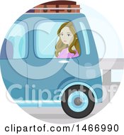 Teenage Girl Sitting In A Car While Moving Away