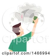 Poster, Art Print Of Rear View Of A Teenage Guy Erasing A Drawing Of A Graduation Cap