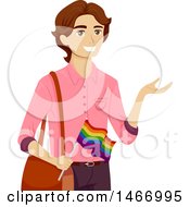 Poster, Art Print Of Teenage Guy Holding A Rainbow Lgbtq Pride Flag
