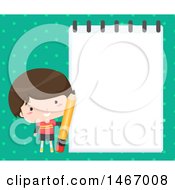 Poster, Art Print Of Boy Holding A Pencil By A Notepad Over Dots