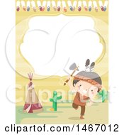 Poster, Art Print Of Border Invitation With A Native American Boy Dancing