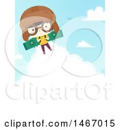 Poster, Art Print Of Flying Aviator Boy With Cloud Text Space