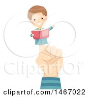 Clipart Of A Hand With A Boy Finger Puppet Reading A Book Royalty Free Vector Illustration