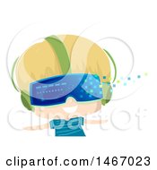 Blond Boy Wearing Virtual Reality Glasses With Pixels Floating Away