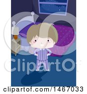 Poster, Art Print Of Boy In Pajamas Standing In A Dark Bedroom