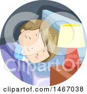 Clipart Of A Boy Sleeping With A Light On Royalty Free Vector Illustration