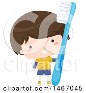Poster, Art Print Of Boy Holding A Giant Toothbrush