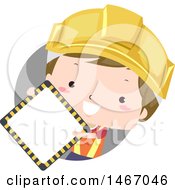 Poster, Art Print Of Boy Wearing A Construction Hardhat And Holding A Blank Sign