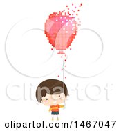 Poster, Art Print Of Brunette Boy Holding A Pixelated Balloon